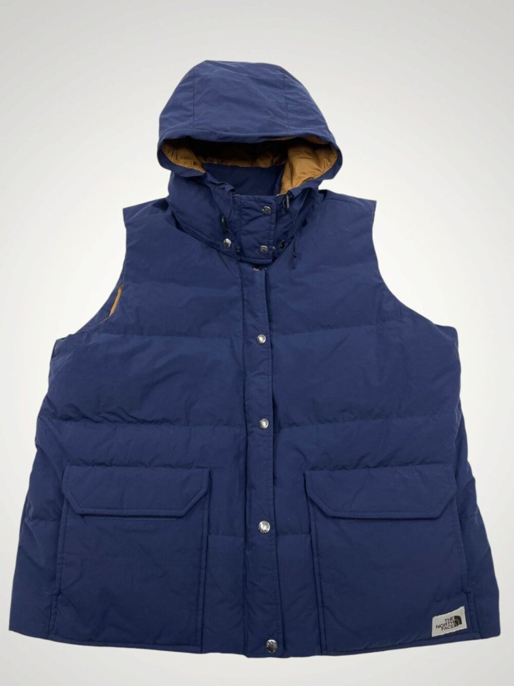 The North Face Down Sierra Puffer Vest Jacket 600 Removable Hood Blue Women’s XL